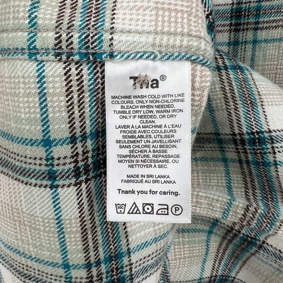 ARITZIA TNA Plaid Oversized Shirt Women S Cream Blue Fiona Button Up Shacket NEW - Picture 11 of 13